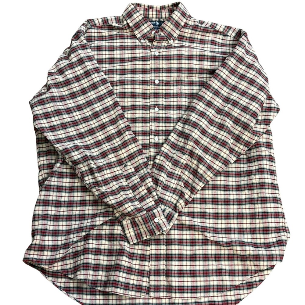 Polo Ralph Lauren Big Shirt Plaid Button Down Long Sleeve Pocket  L